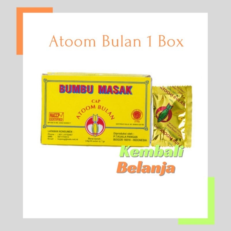 

Bumbu Masak Atoom Bulan 1 Box Isi 20 Sachet / Bumbu Atom Bulan/ Penyedap Masakan/ Bumbu Tabur Instan/ Bumbu Masakan Serbaguna/ Bumbu Penyedap