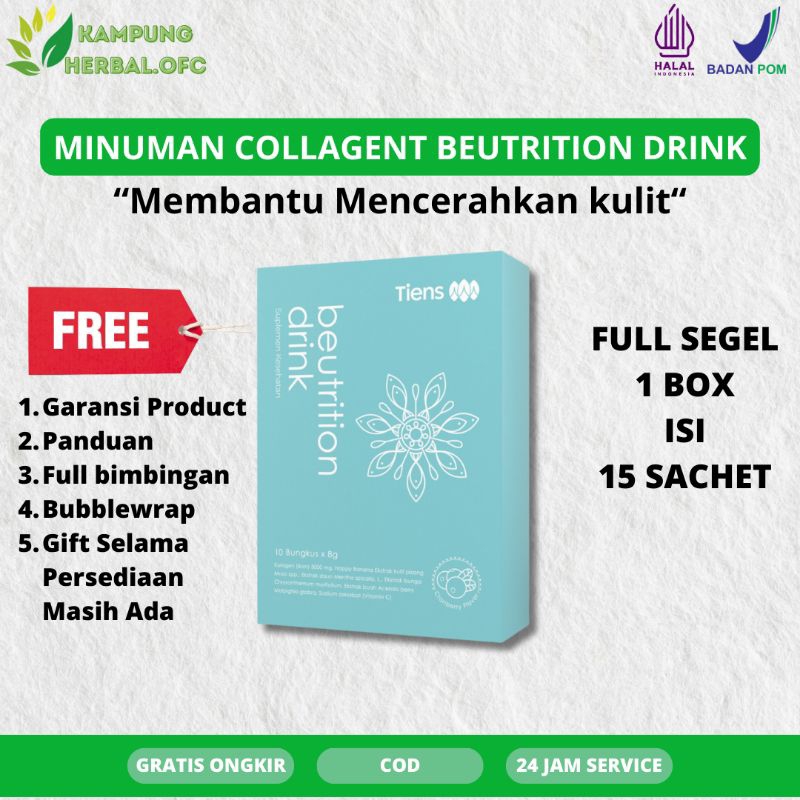 Beutrition Drink / Minuman Kolagen Terbaik / Pemutih Badan dan Wajah / 15 Sachet Minuman Kecantikan
