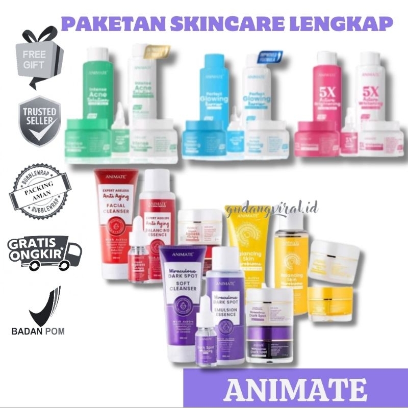 -GV- ANIMATE SKINCARE LENGKAP ANIMATE WHITENING BARRIER ACNE ANIMATE SKINCARE