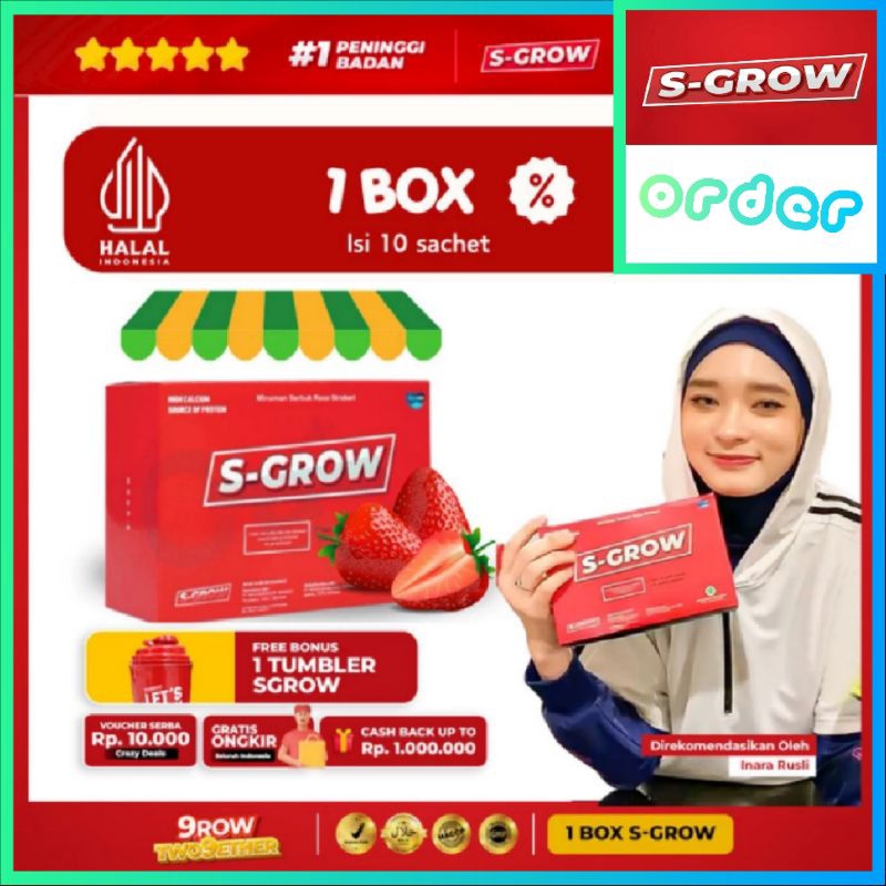 SGROW PENINGGI BADAN SUSU TINGGI KALSIUM RASA STRAWBERRY-1 BOX