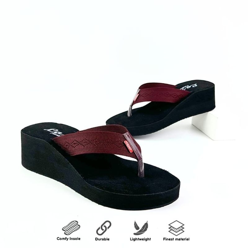 LOZTA Sandal Tinggi Wanita Karet Empuk Wedges Jepit Rajut 01 Series