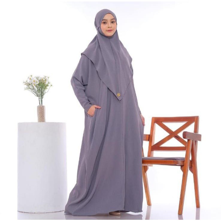SET ABAYA MARWA ABAYA SET HIJAB CRINCLE PREMIUM