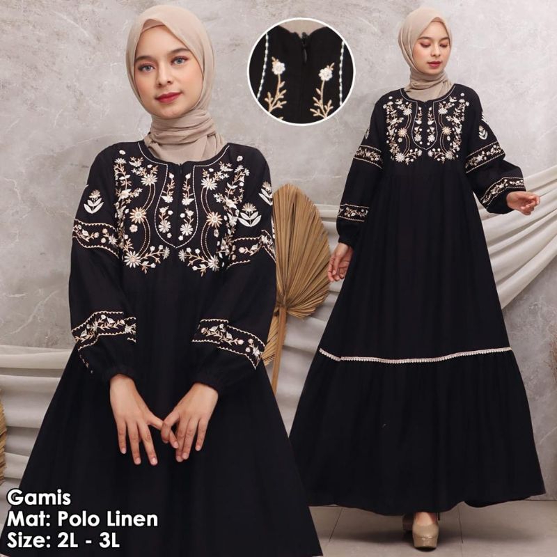 Gamis polos bordir BWi188