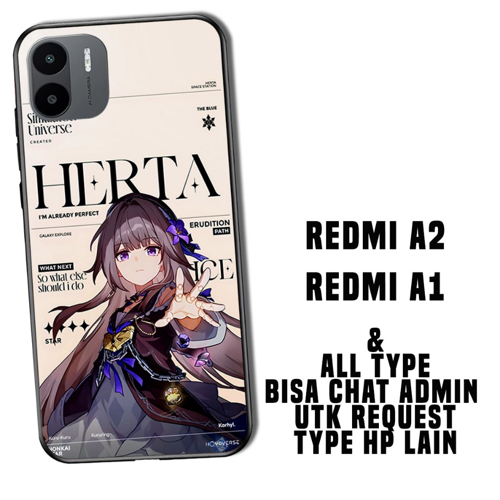 (COD30) Softcase glossy kilau  REDMI A1 & ALL TYPE motif herta honkai star rail/genshin impact ( utk