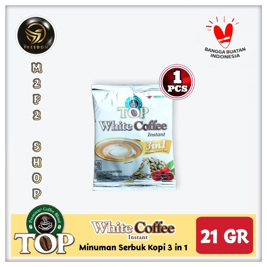 

TOP Premium Coffee Blend White Coffee | Kopi Susu Instant Sachet - 21 gr (Kemasan Satuan)