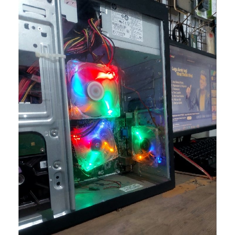PC BuiltUp Merk HP Intel Core i3 3.30GHz Gen 3 + LED 19"inch, Sudah terpasang Kesing Acrilic & Fan L