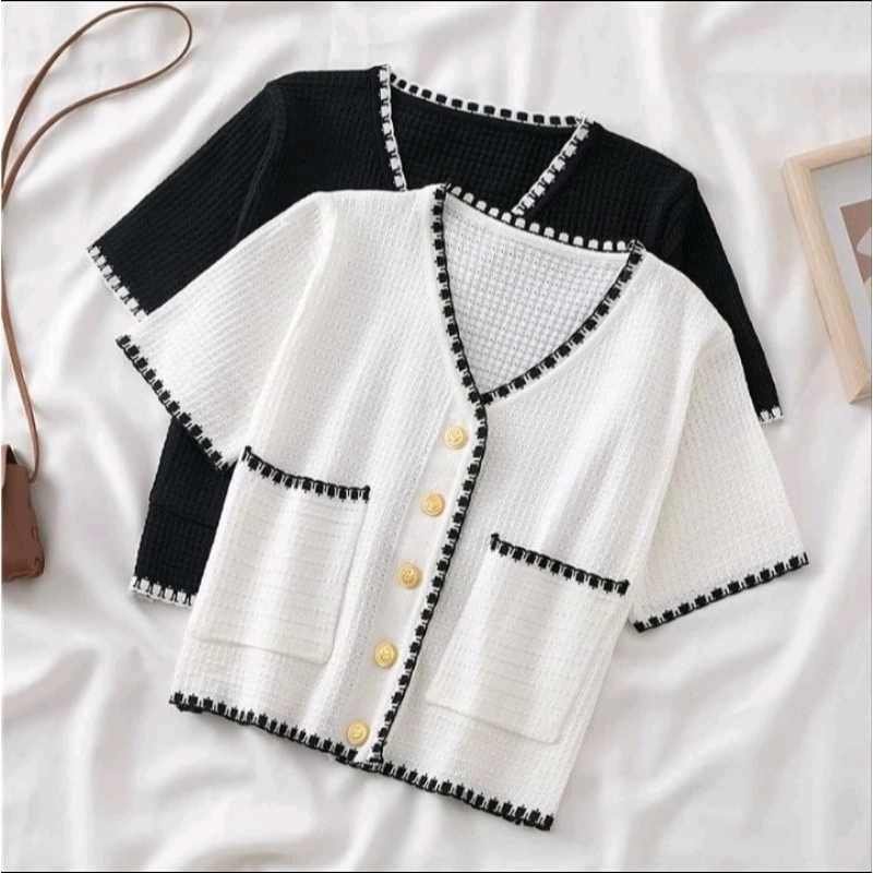 Cardigan Lengan Pendek Outer Korea / Kardigan Fashion Baju Rajut Wanita