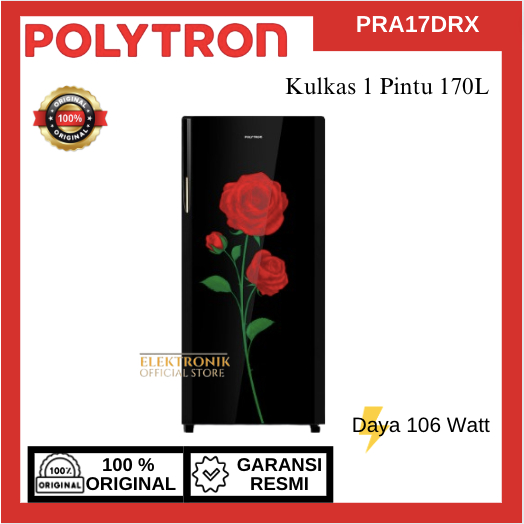 POLYTRON KULKAS 1 PINTU PRA17DRX 170L/PRA-17DRX/PRA 17DRX/POLYTRON KULKAS 1PINTU/KULKAS 1 PINTU/KULKAS LOW WATT/POLYTRON KULKAS LOW WATT/POLYTRON ORI BERGARANSI