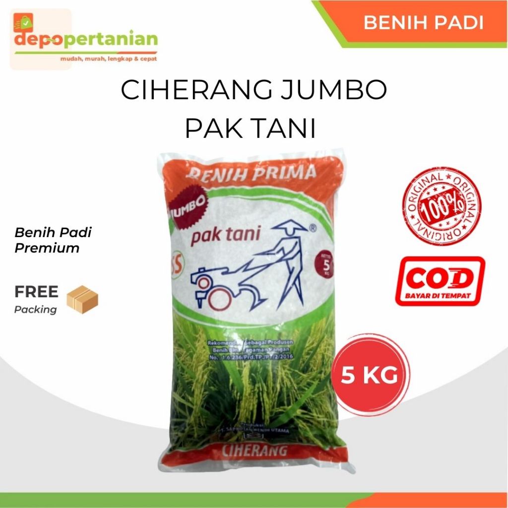 Depo Pertanian - Benih Padi Ciherang Jumbo Pak Tani 5 kg Bibit Padi Ciherang Jumbo