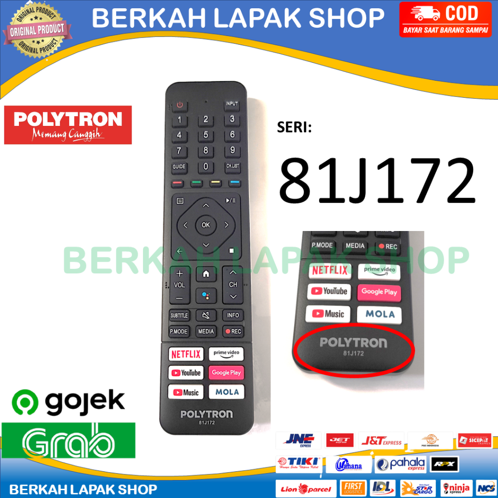 remote tv polytron smart tv 81J172 /81J208/81J457/81J264 asli original