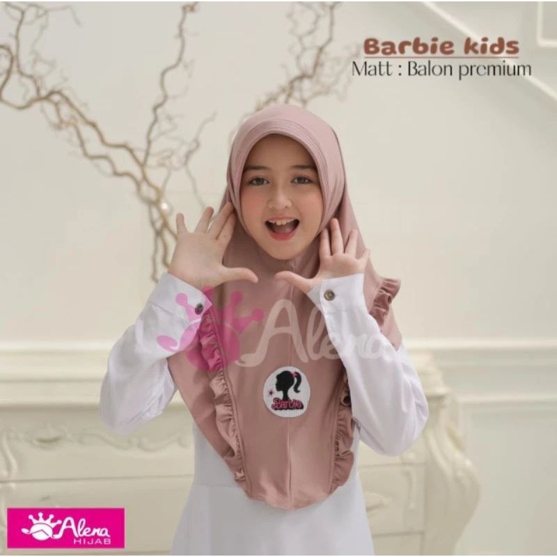Jilbab Anak Alena Barbie Rempel Samping/ Bergo Hijab Instan Alena Anak Usia TK SD