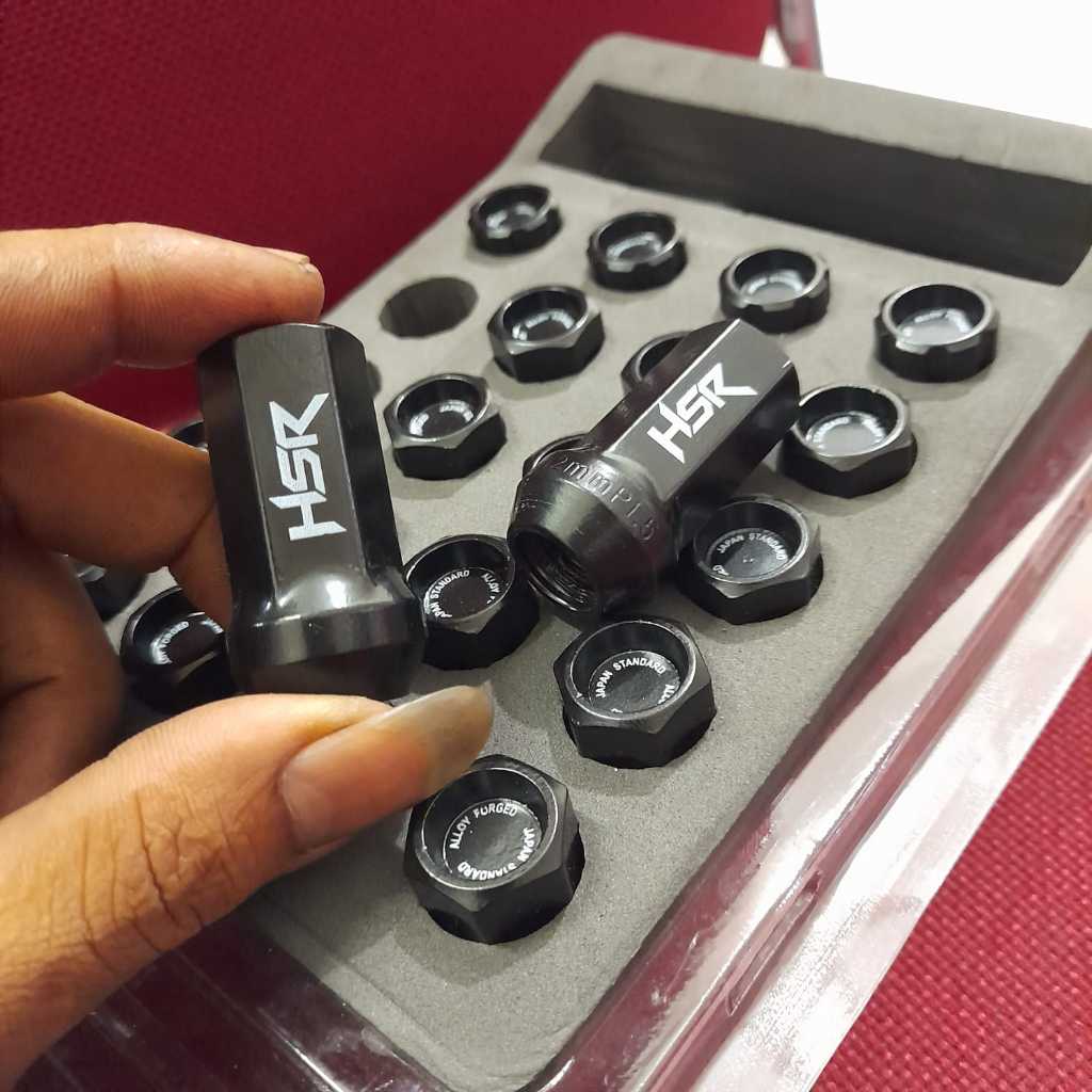 BAUT RODA RACING HSR DURANUT BLACK ISI 20 PCS  BERKUALITAS UNTUK MOBIL JAZZ BRIO YARIS VIOS MAZDA CI