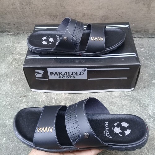 Sandal Pakalolo Pria Original 100% Kulit Asli Motif Selop Terbaru Hitam
