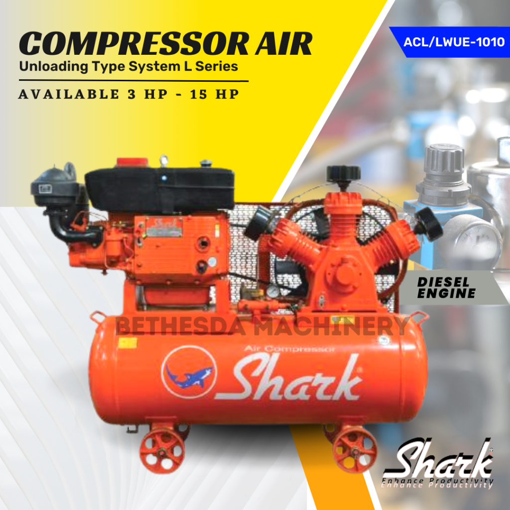 Air Compressor 7,5 HP + Shark Diesel 10 HP Kompresor 15 Pk