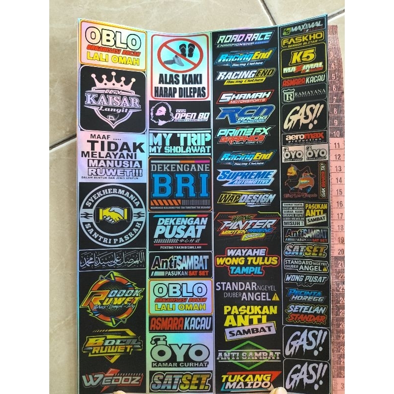 

Stiker Pack Kata Kata bahan Hologram 1 lembar isi 53 biji