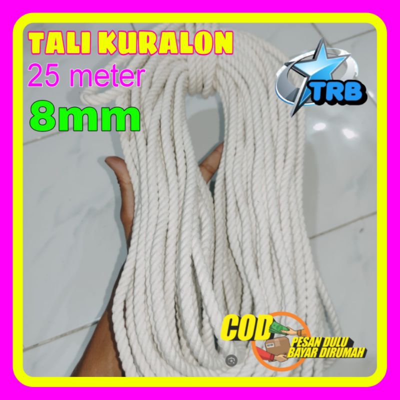 Tali kuralon 8mm 25 meter,tali bahan kain katun,tali pengikat terpal,TRUCK,pick up,losbak,tali serba