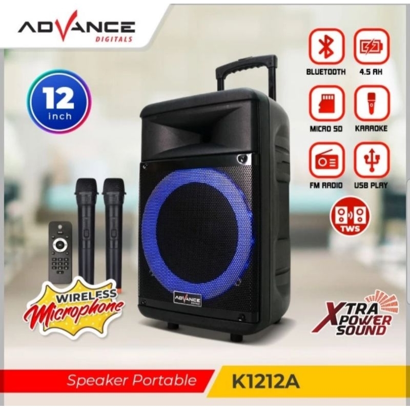 Speaker Portable Advance K1212A 12inch Free Mic/Speaker Portable Advance K 1212A ORI