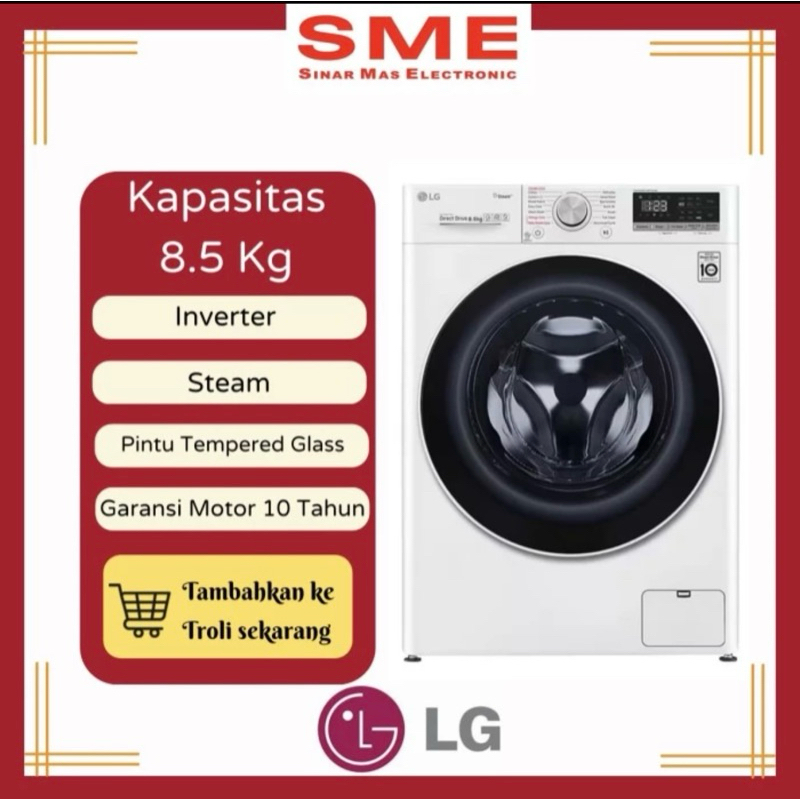 Mesin Cuci Front Load LG 8.5Kg with STEAM