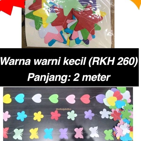Rangkaian Kertas Warna Warni Kecil 2mtr/Rangkaian Kertas/Hiasan Kertas Warna Warni Motif Rajawali Pa
