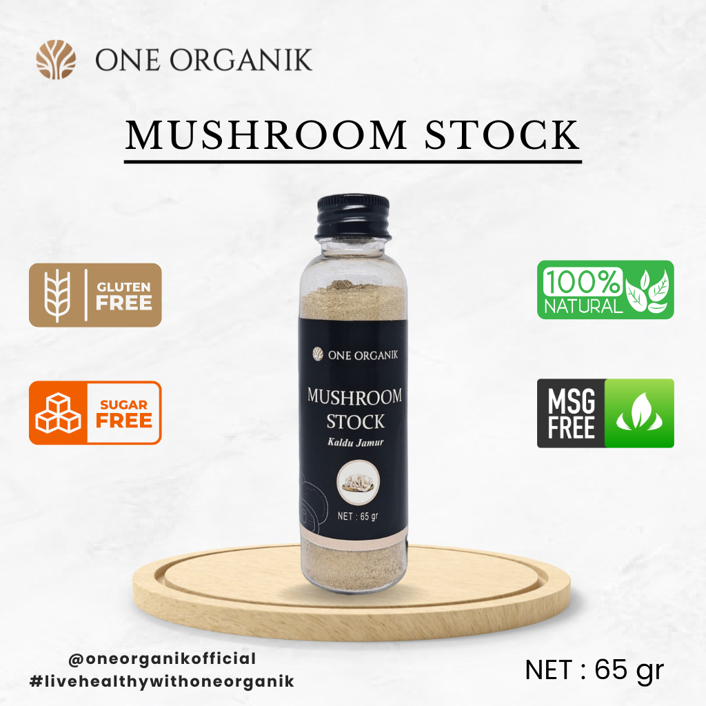 

One Organik – Mushroom Stock/Kaldu Jamur Organik Non MSG Premium Quality – Kaldu Bayi/MPASI | (65 gr)