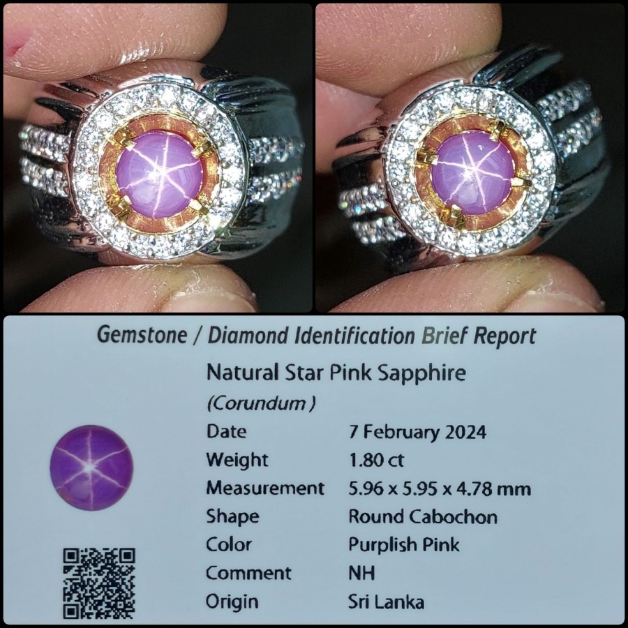 Natural Pink Sapphire NH Srilanka Strong Ray Star Like Gems Ruby Asli