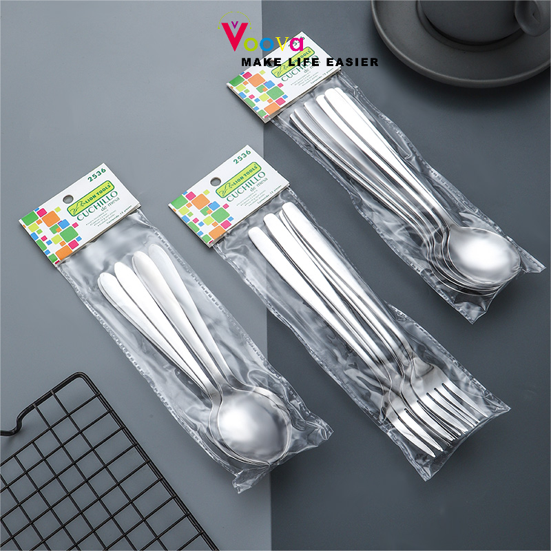VOOVA Sendok Garpu ala Korea / Alat Makan Korean Spoon Fork Set Stainless/ Set alat makan aesthetic/