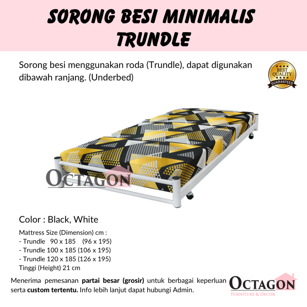 KIRIM KARGO 100x185 Sorong Ranjang Besi Minimalis (Hanya Sorong)