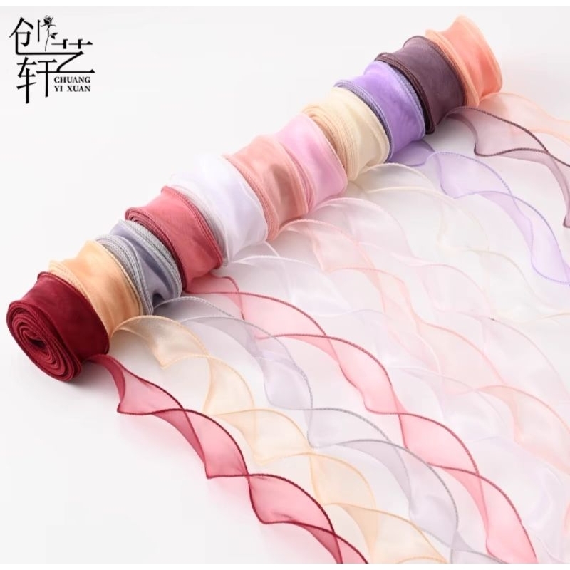 

Fish Tail Ribbon Pita Organza Korea Wavy Transparan 4cm