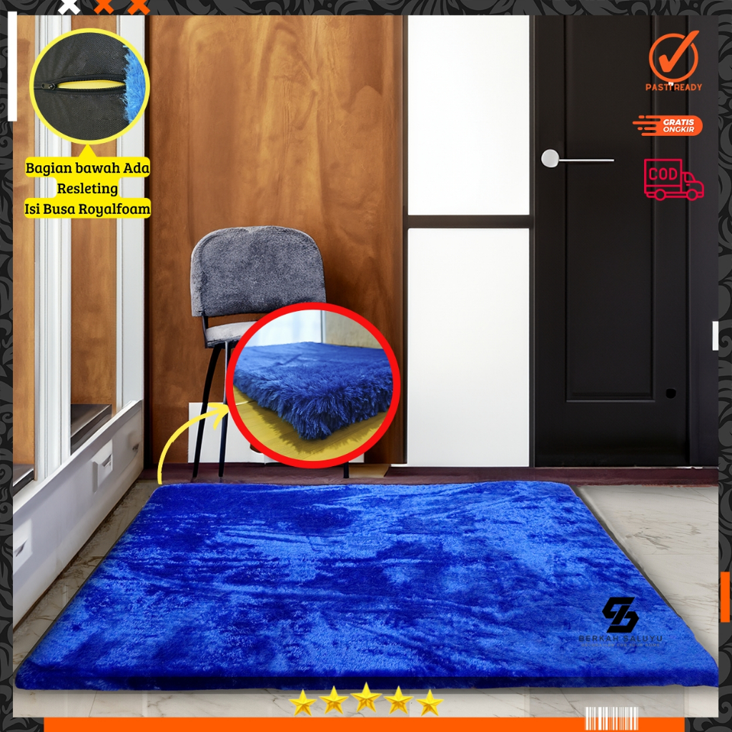 Karpet Bulu Rasfur empuk 120x100x2.5cm busa non anti slip SPB