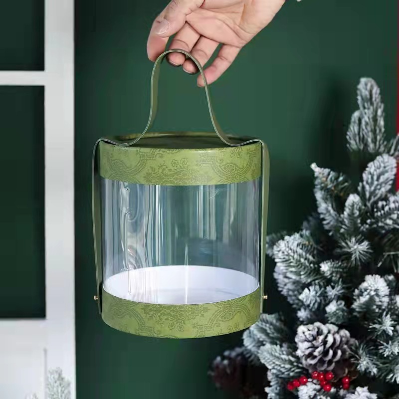 

10PCS LB-002 PVC mika tabung kotak tenteng hijau - bloom box tenteng lebaran