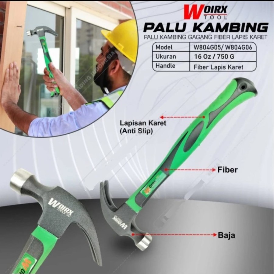 Palu Kambing 16 OZ WOIRX Hammer Martil Gagang Fiber 16OZ
