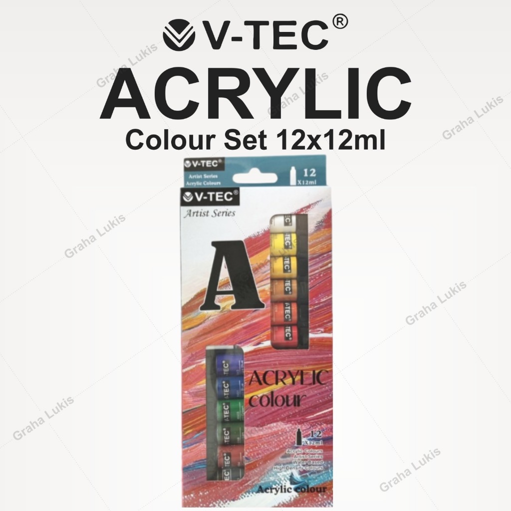 

V-Tec Acrylic Color Set 12x12Ml / Cat Akrilik V-Tec 812-A