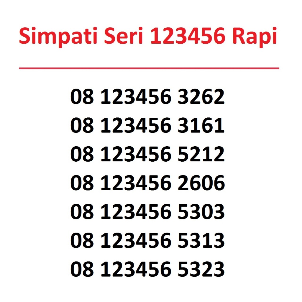 Nomor Cantik Simpati Seri 123456 RAPI