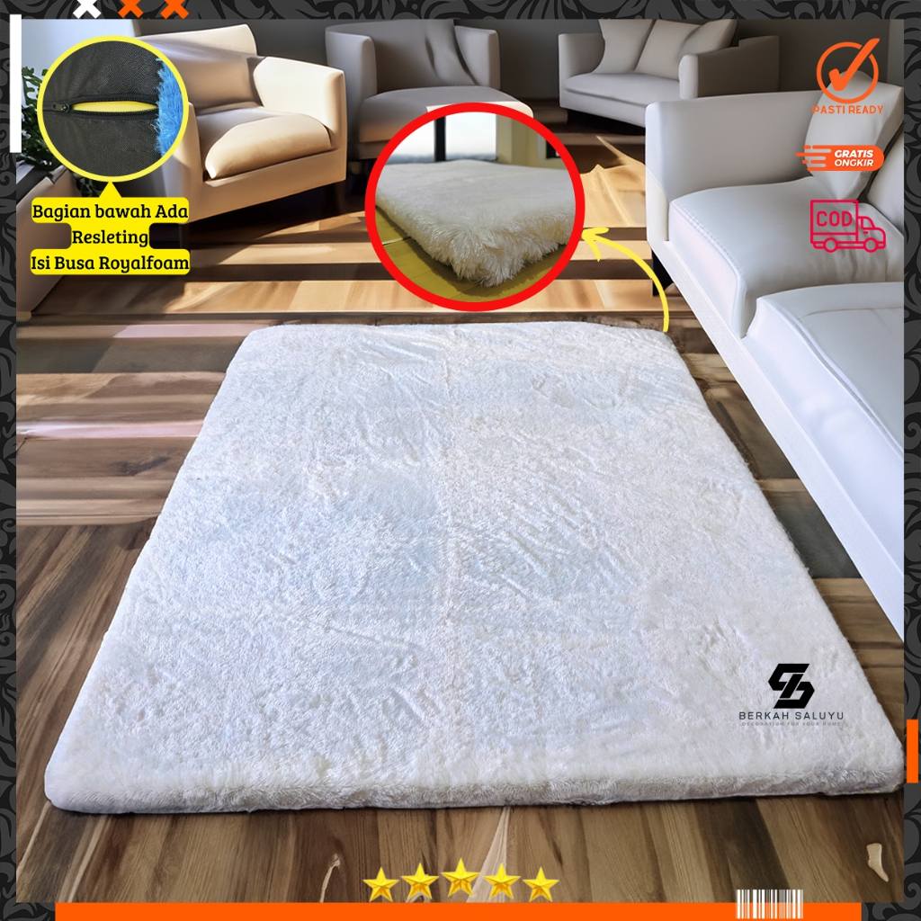 Karpet Bulu Rasfur empuk150x100x4.5cm busa non anti slip SPB