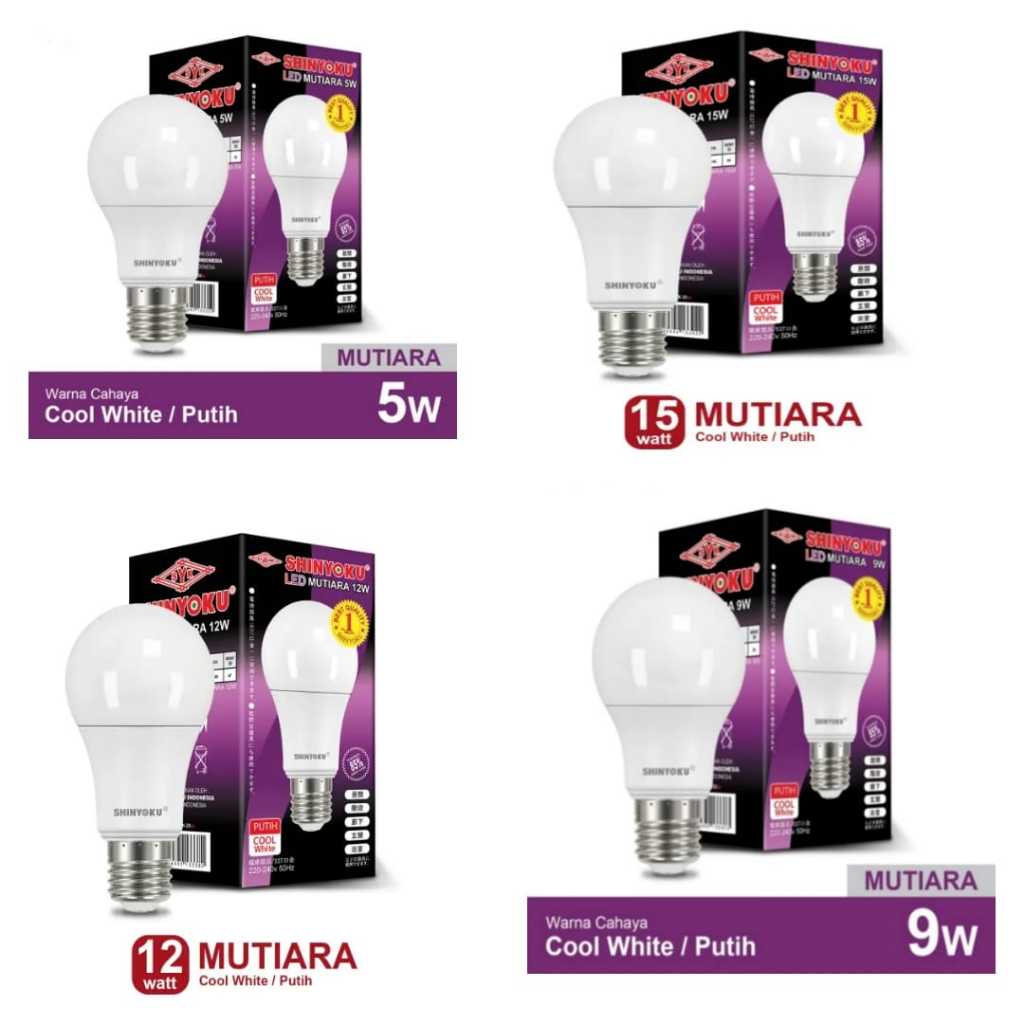 Lampu Bohlam Led Shinyoku Ecoball Mutiara / LED SHINYOKU Ecoball Mutiara 5 9 12 16 Watt Putih Cool d