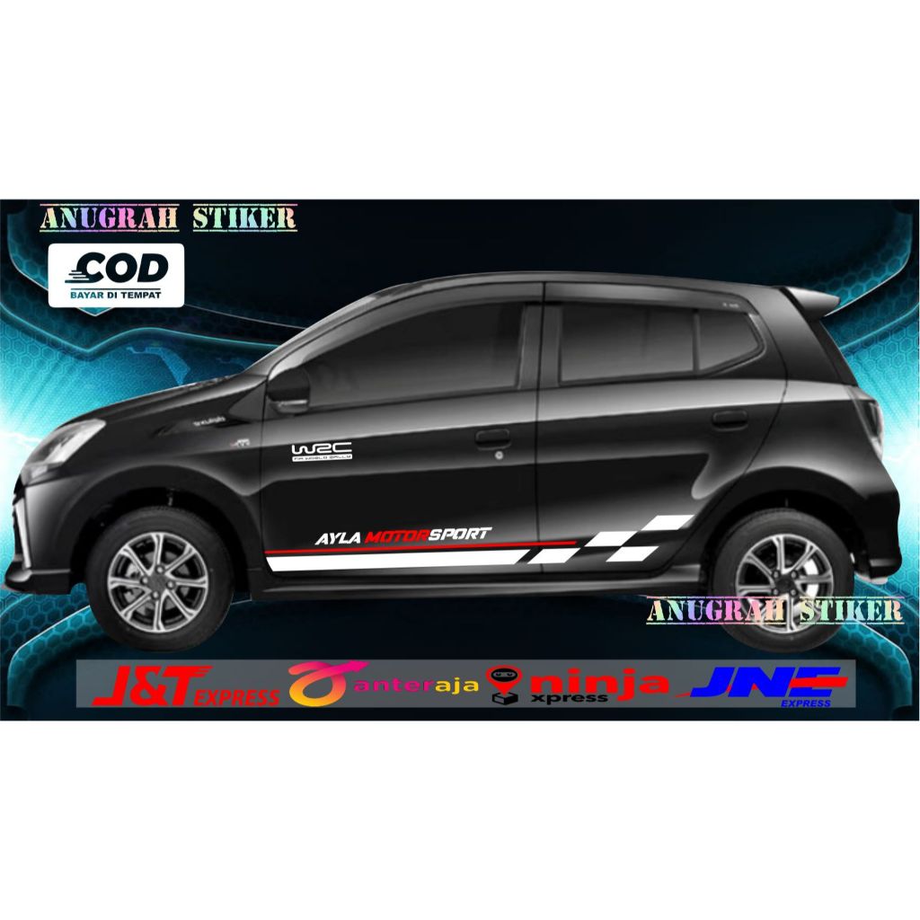 [promo] sticker mobil ayla stiker list body samping mobil ayla stiker cutting mobil ayla racing moto