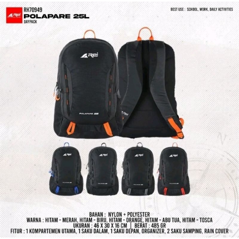 tas ransel pria polapare 25L arei outdoorgear/ransel laptop arei