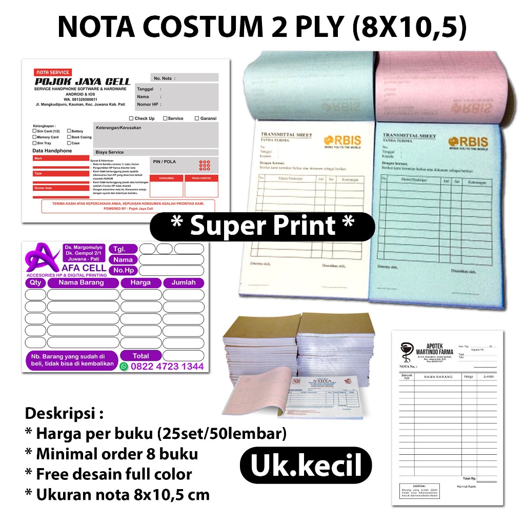 

NOTA UK.KECIL COSTUM 2 PLY (8X10,5) FREE DESAIN FULL COLOR