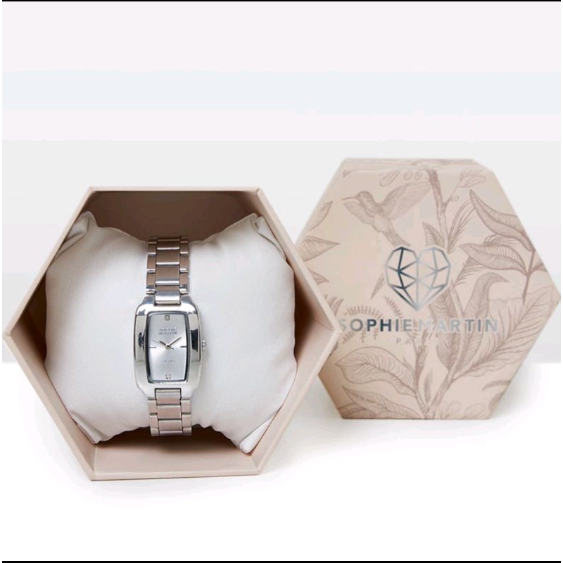 Sophie Martin Jam Tangan Wanita Terbaru Stainless Silver Mewah Exclusive Box Strap Alloy Shopie Mart