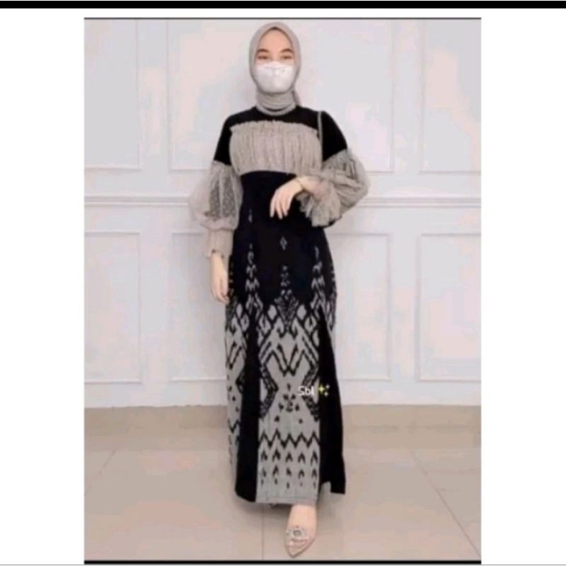 GAMIS TENUN KOMBINASI MIX BROKAT , GAMIS CANTIK NAN ELEGAND, GAMIS LEBARAN, GAMIS PESTA, GAMIS KELUA