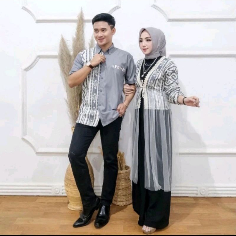 TERBARU GAMIS TENUN KOMBINASI MIX BROKAT TILE, BAJU SET KEMEJA, BAJU LEBARAN, CANTIK ELEGAND, BAJU K
