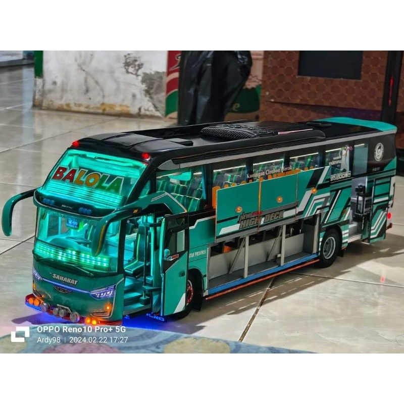 promo miniatur bus stj telolet Basuri full lampu v4 berbagiai nada