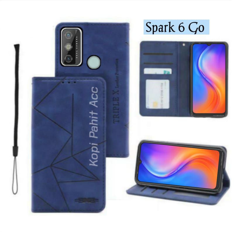 Casing Tecno Spark 6 Go KE5j KE5k Flip Cover Wallet Sarung Hp Case Dompet Sarung Kulit
