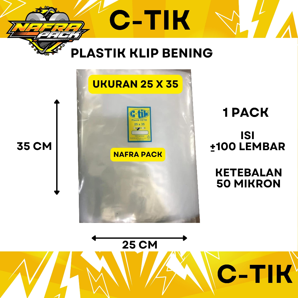 Plastik Klip bening C-TIK ukuran 25x35 plastik klip bening cetik 25x35