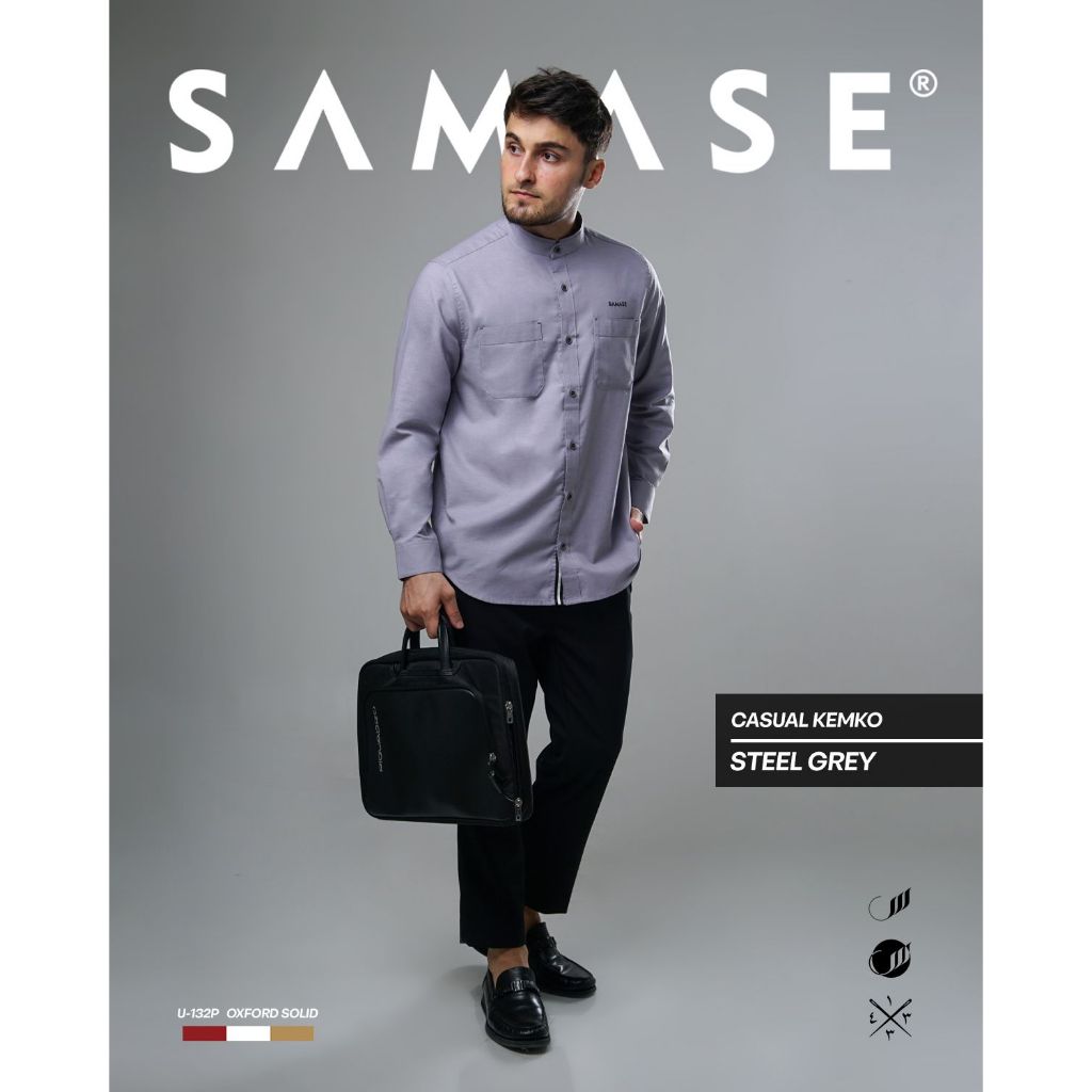 SAMASE Kemko Casual U132P Baju Kemeja Koko Pria Dewasa Lengan Panjang Samase Official Original