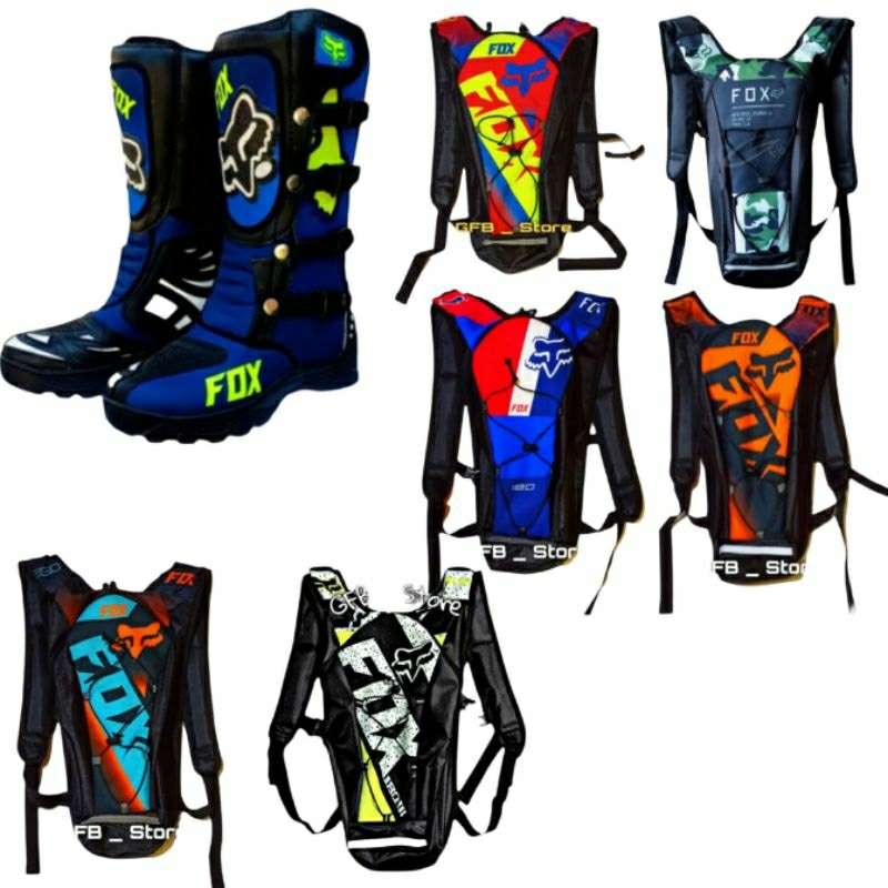 Sepatu Boots Sport Motor Cross Trail Adventure Ringan Unisex Combo Tas Hydropack Rangsel Kecil