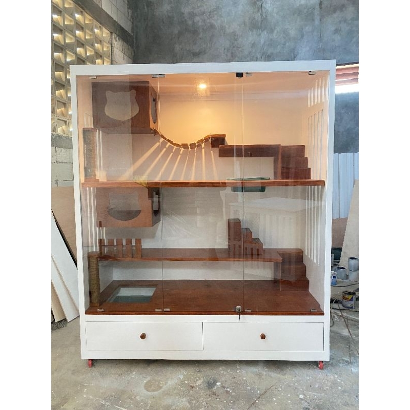 kandang kucing custom bahan kayu cat aquarium