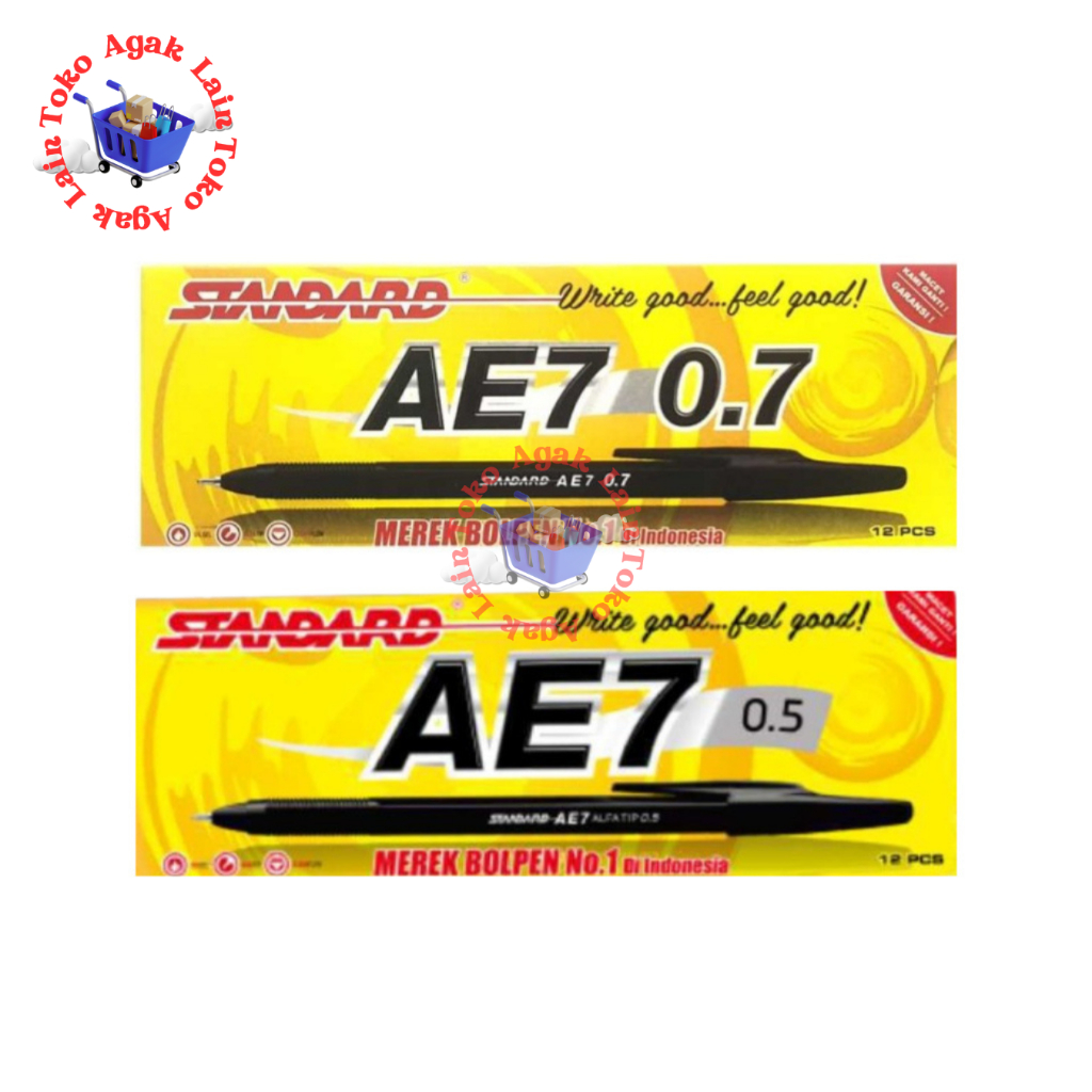 

Bolpen AE7 Fine 0.5 0.7 Black Hitam Pack Isi 12 Standard / Bolpen Standard