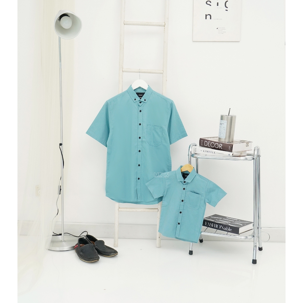 ANAMO-KEMEJA POLOS FORMAL DEWASA/ANAK BIRU WARDAH
