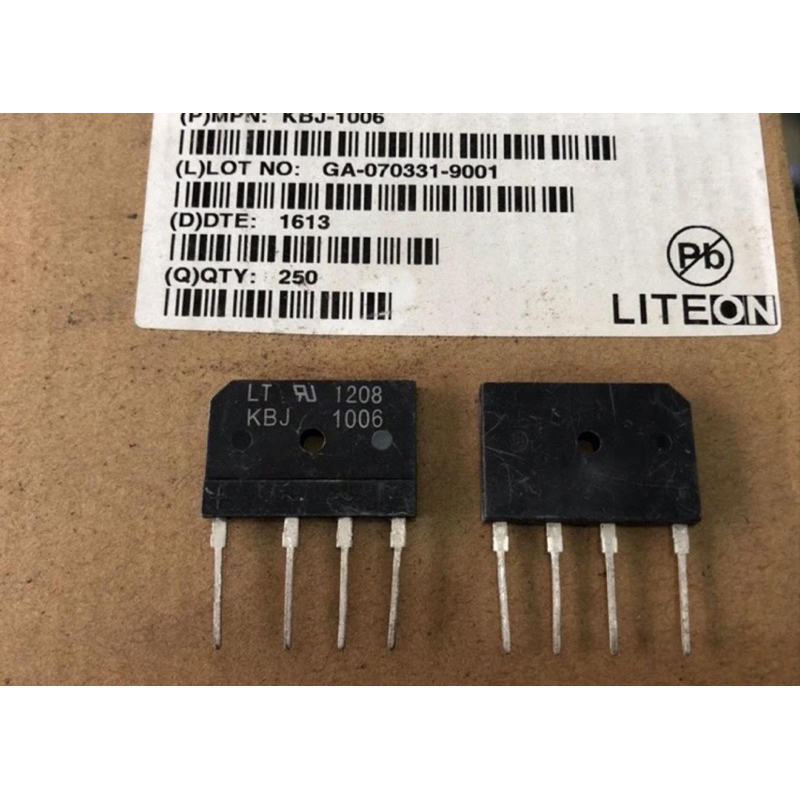 100pcs Dioda bridge 10A sisir 600V jembatan rectifier KBJ1006 LITEON ORI
